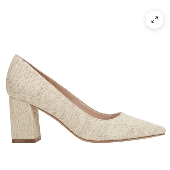 Marc Fisher Shoes - Marc Fisher Zala Block Heel Pointy Toe Pump Natural Raffia Sz Women's US 7